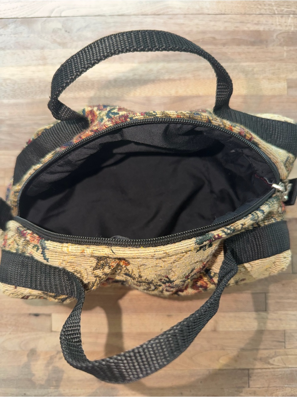 Vintage Woven Floral Tapestry Top Handle Purse Handbag - Picture 3 of 5